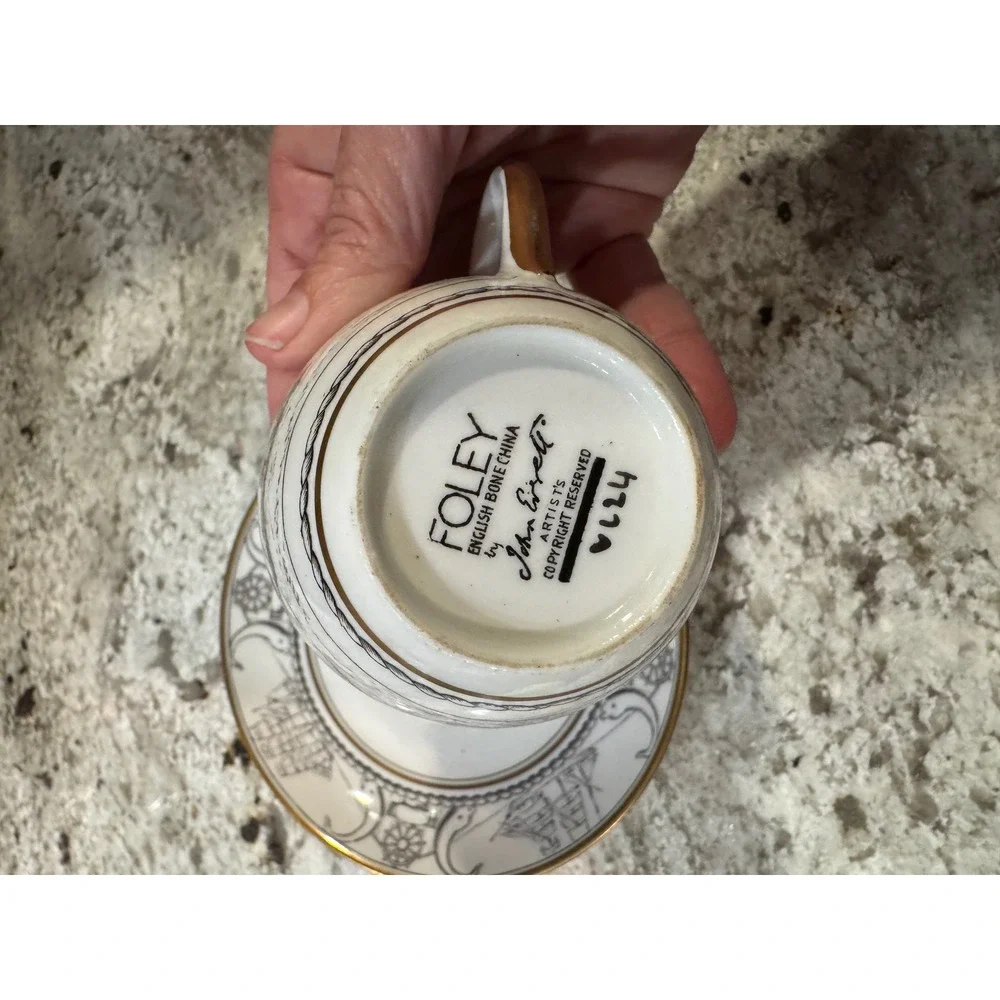 Foley English Bone China Nautical Sailing Ship Teacup Saucer John Everett V624